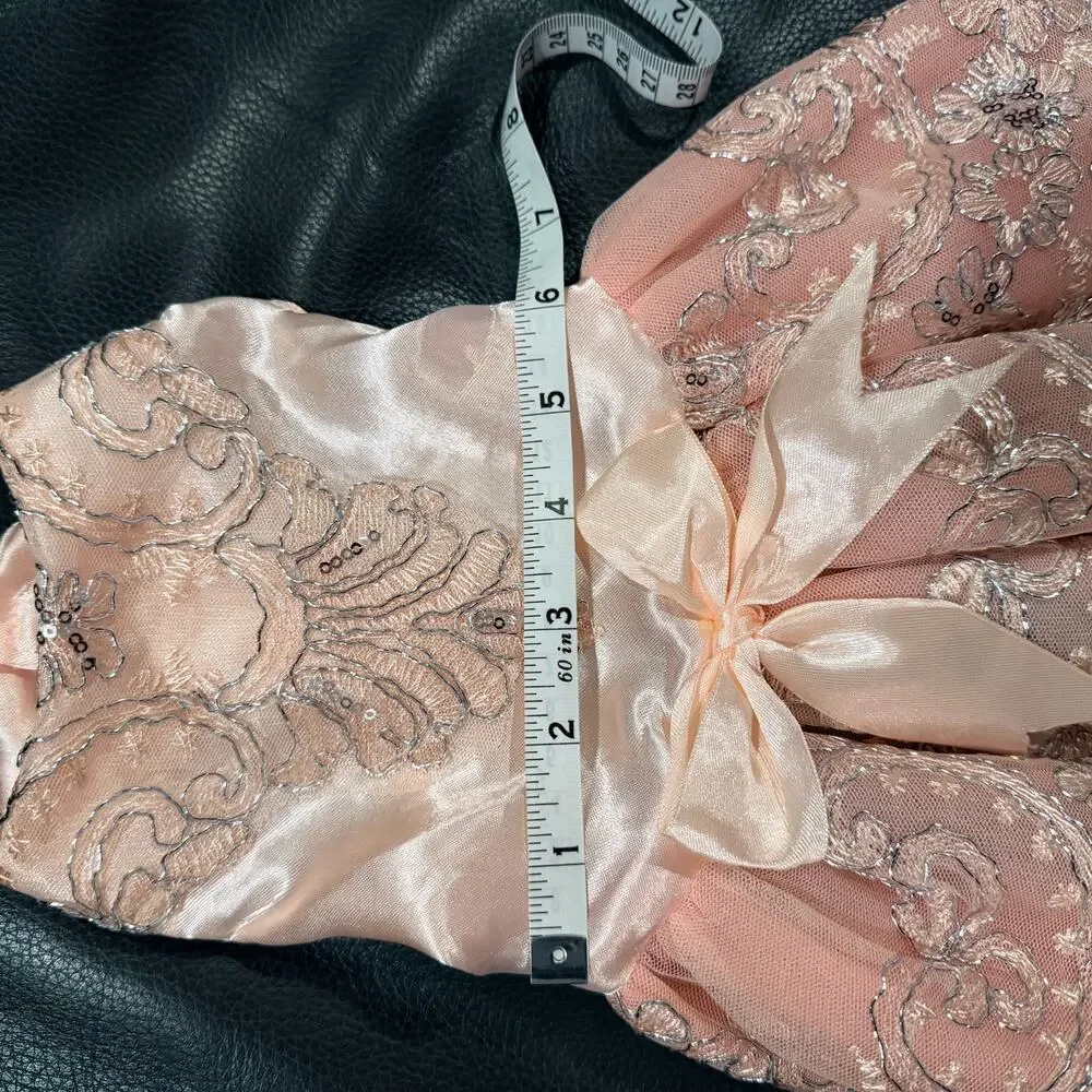 Buffy Pet Home Pink Lace Dog Dress Sequin Silver Embroidery Bow Wedding Small